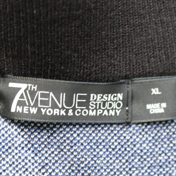 New Yprk & Cpmpany Blue Black White Diagonal Stripe Sweater Knit Midi Skirt  XL - Picture 7 of 8